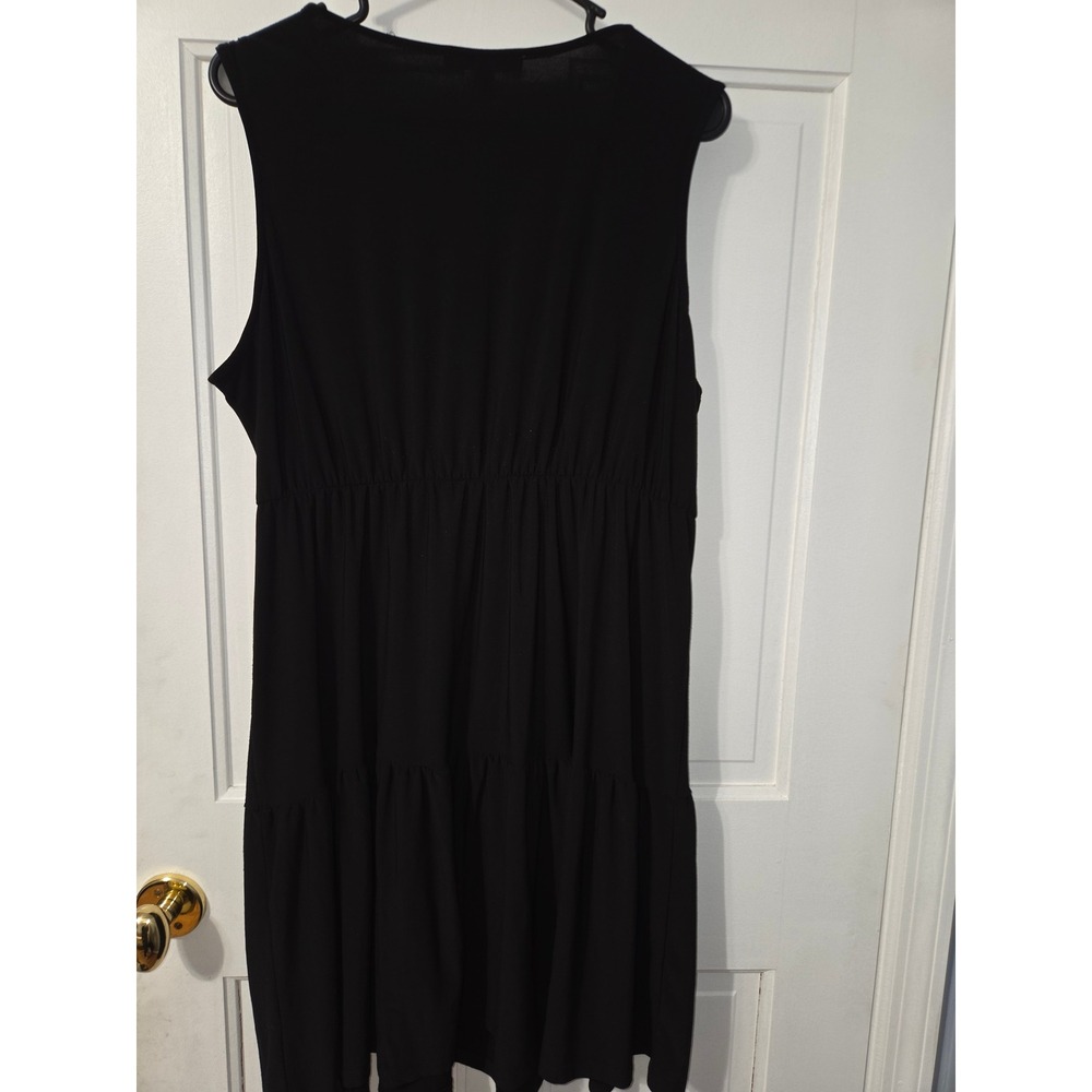 NY Collection Embellished Tiered Dress Womens XL Black Boho Beaded Neckline - Picture 3 of 5